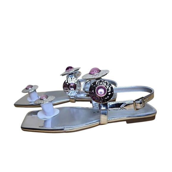 Katty Perry The Camie Pink Stone Sandal Silver Size 6 - Picture 8 of 14